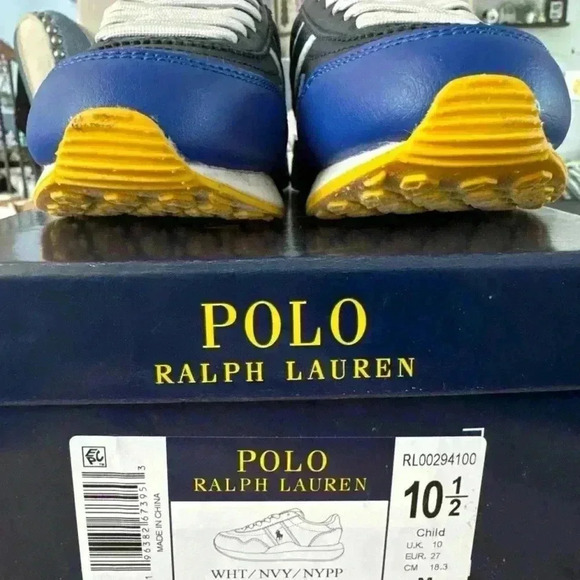 NWB Polo Ralph Lauren Kids Train 89 Sport Size 10.5c Red/Blue/Yellow/ Sneaker - Picture 4 of 9